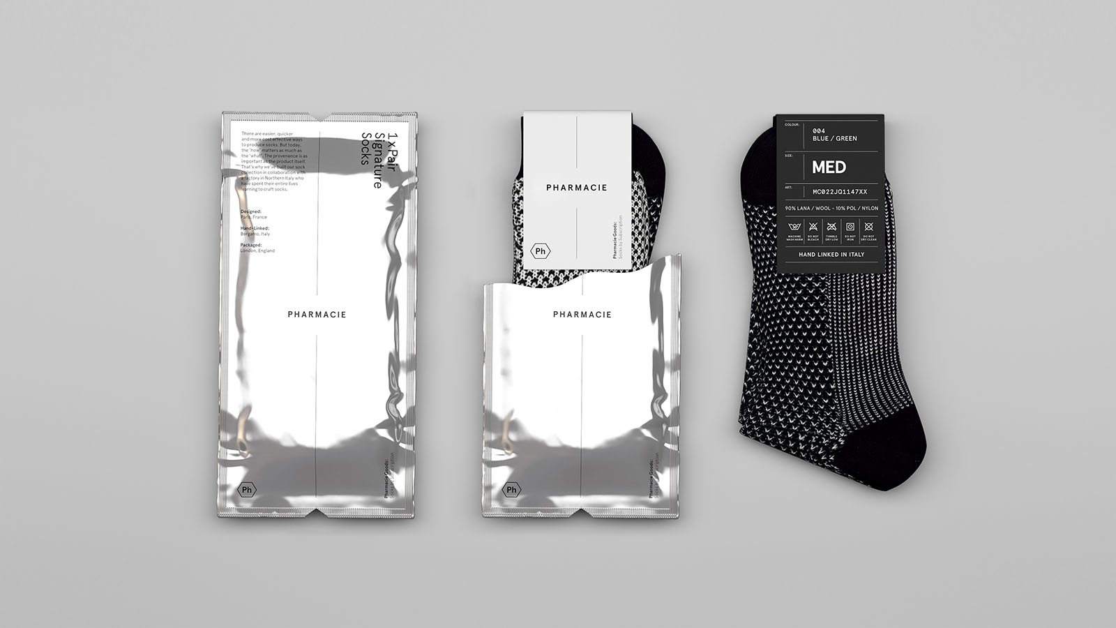 pharmacie goods the sock subscription service on packaging of the