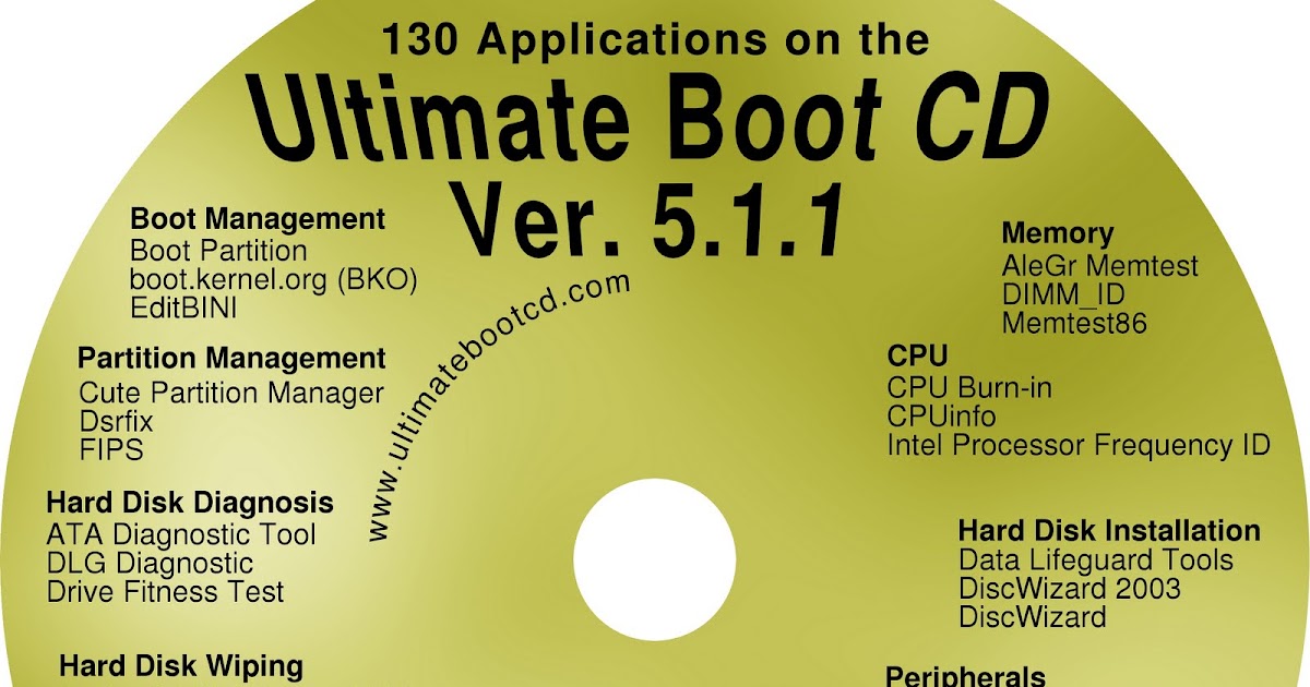 Ultimate boot cd ubcd 5.1.1 with avg january 2016