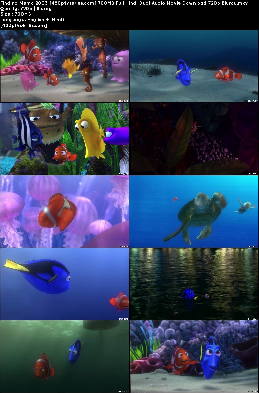 Finding Nemo 2003 700MB Full Hindi Dual Audio Movie Download 720p Bluray