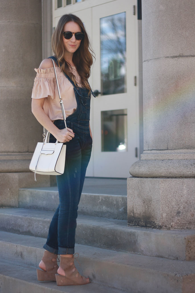 How to Wear Overalls Overalls and an Off the Shoulder Top Twenties
