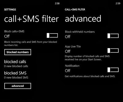 sms filter Lumia 520