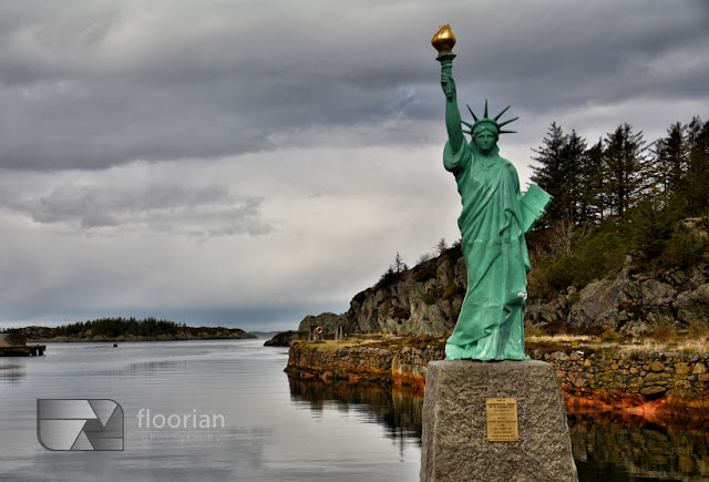 Statua Wolności w Visnes na wyspie Karmoy w Norwegii
