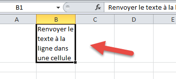 Résultat Renvoyer du texte à la ligne