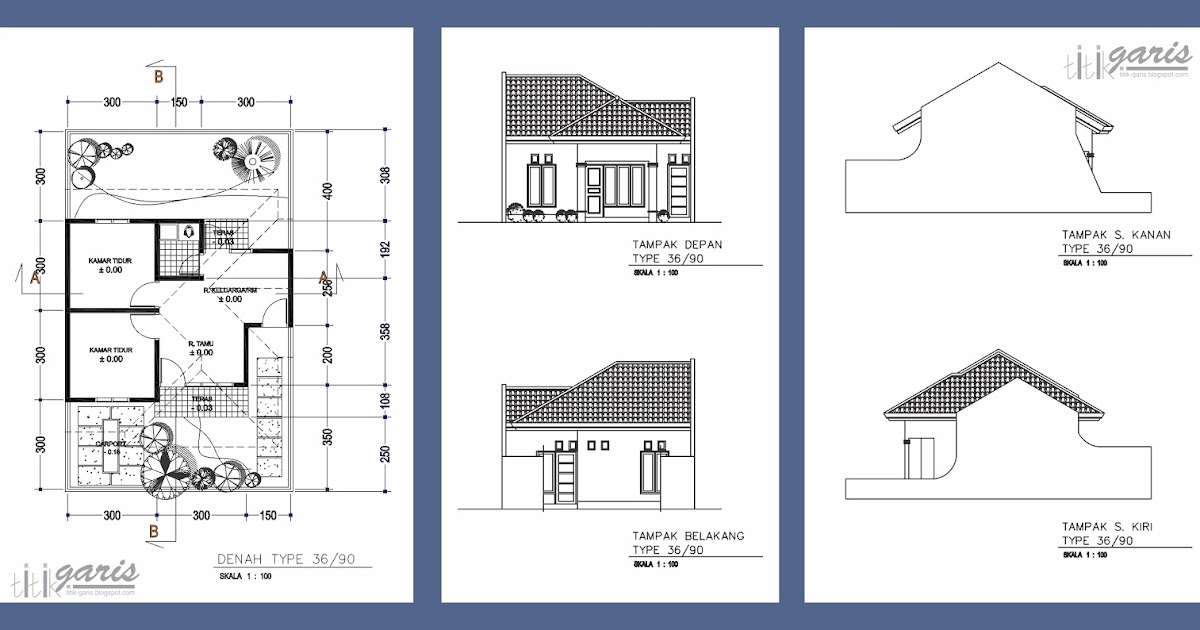 Desain Rumah Pakai Autocad Contoh Z