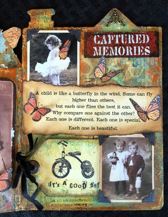 Altered mixed media children's book using DecoArt products-back inside cover