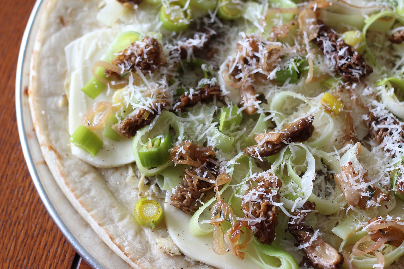 Morel Mushroom, Leek and Shallot Pizza