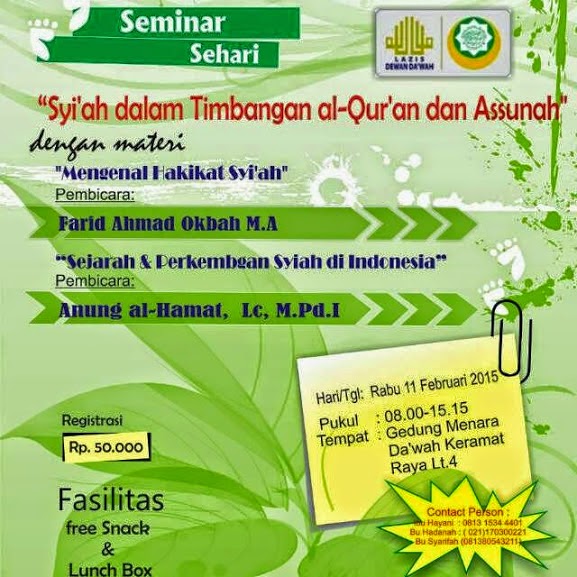 Hadirilah Seminar "Syiah dalam Timbangan al-Quran dan Assunah" di Jakarta Pusat