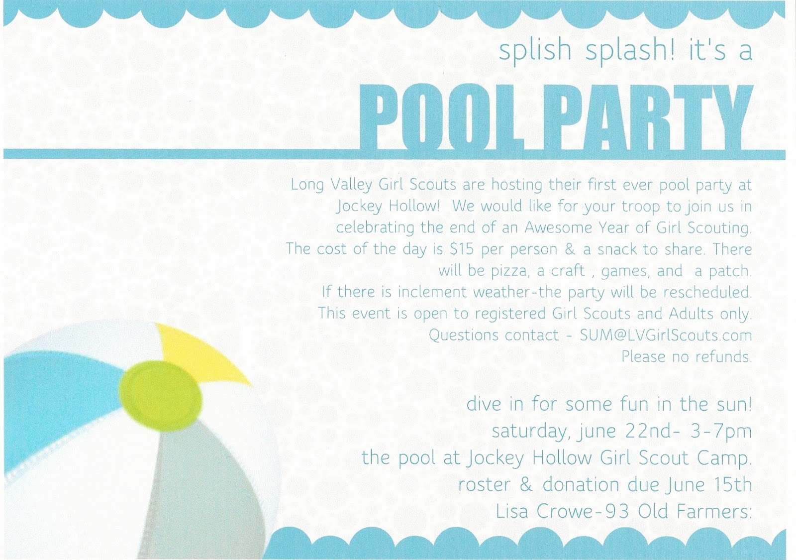 Girl Scout Troop 5030 Long Valley, NJ Long Valley Girl Scouts Pool
