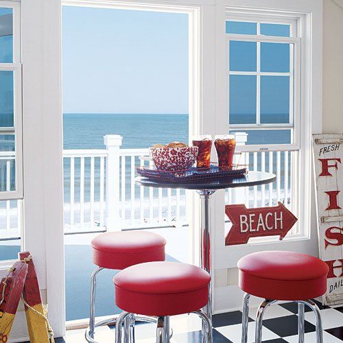 Red Coastal Kitchen Idea