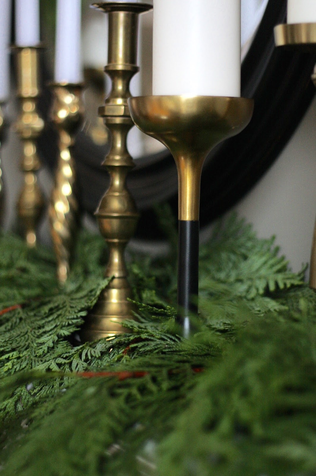 My Holiday Fireplace Mantle Decorating With Brass Candlesticks