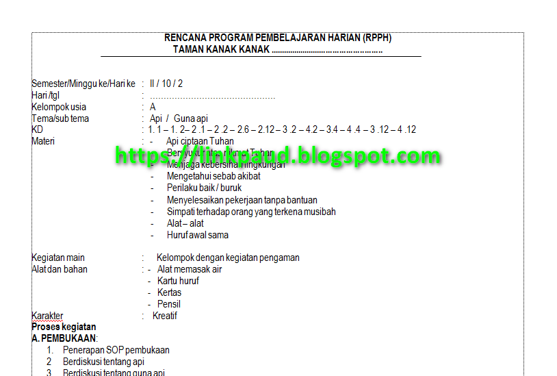 RPPH TEMA API USIA 45 TAHUN SEMESTER 2 KURIKULUM 2013