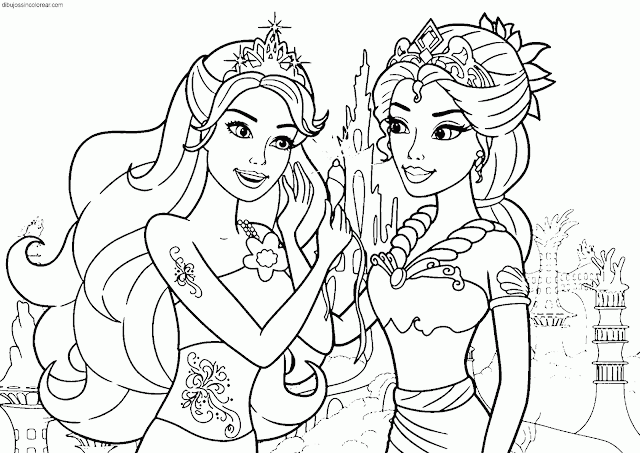 Dibujos Sin Colorear: Dibujos de Barbie Una Aventura de Sirenas para