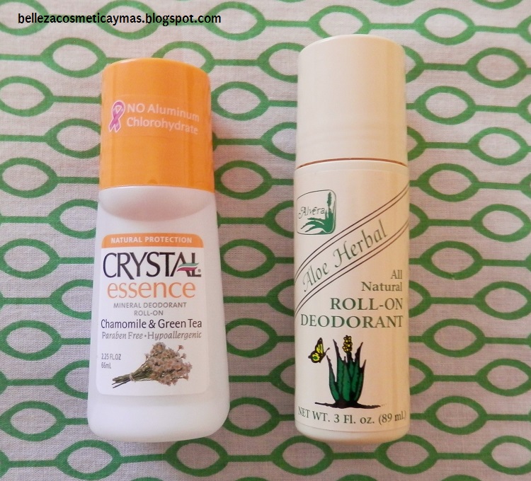 Desodorantes: Crystal Essence de Camomila y Té verde; Desodorante Aloe Herbal de Alvera