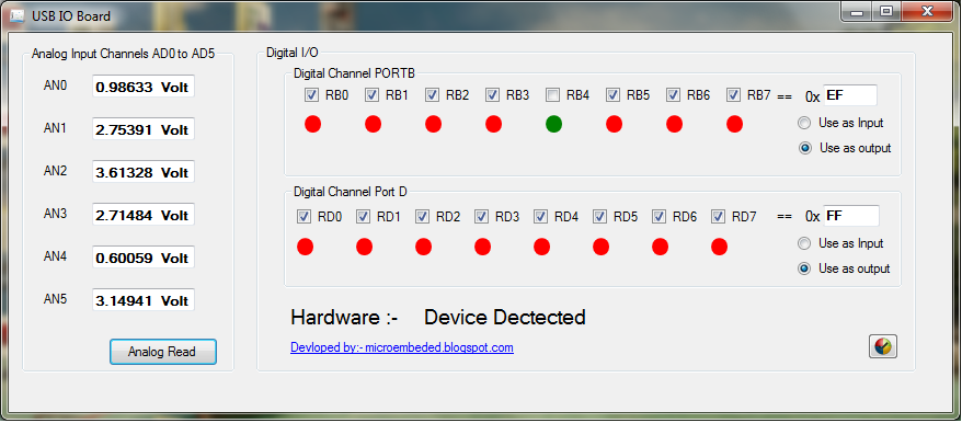 Embedded Engineering : PIC 18F4550 USB IO (Input / Output) Board with ...