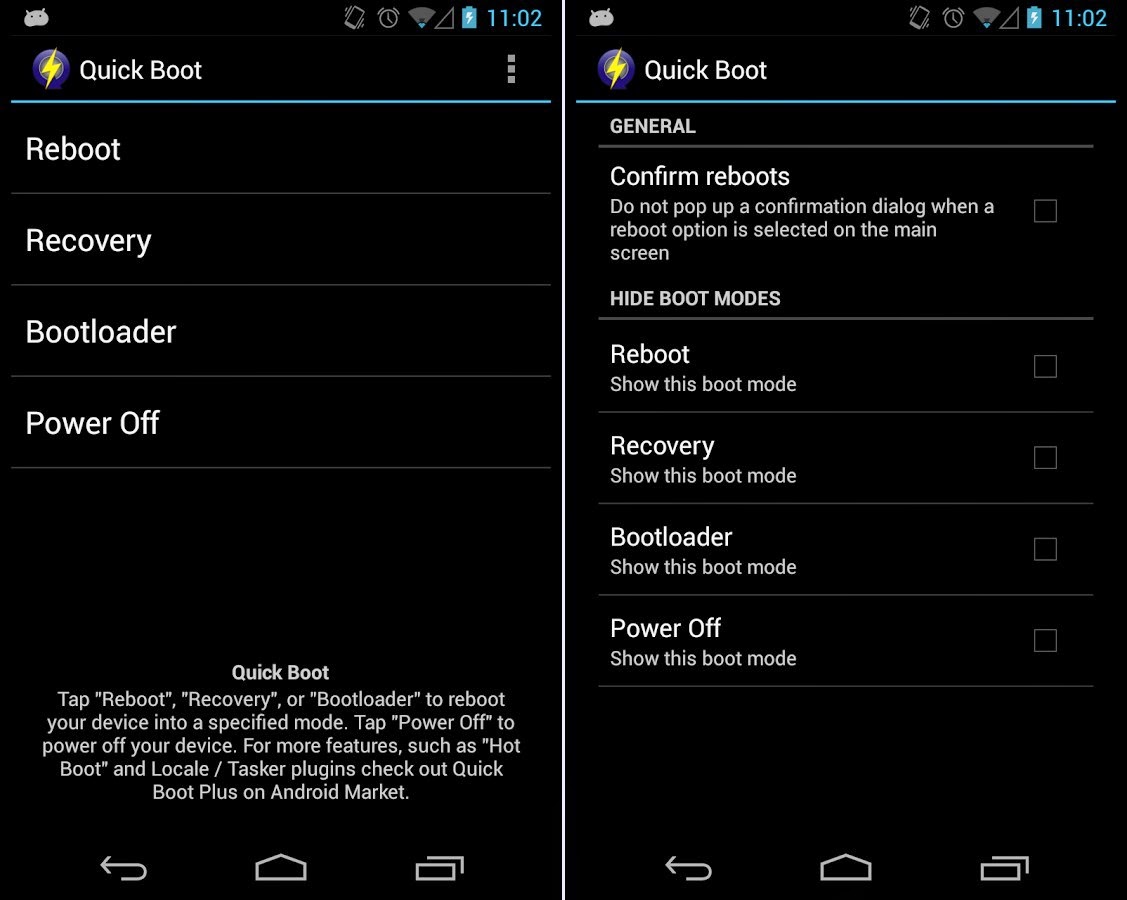 Ребут меню андроид. Quick Boot. Android сервисное меню Reboot Bootlog. Андроид Boot. Main menu reboot 5.0