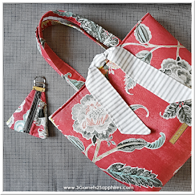 Custom Large Mabel Tote Bag and Key Fob from CaliCatBoutique on Etsy | 3 Garnets & 2 Sapphires
