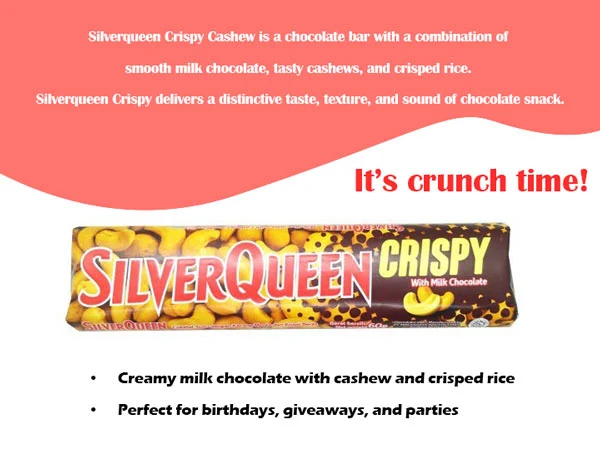 Contoh Iklan Coklat SilverQueen Crispy Cashew dalam Bahasa Inggris