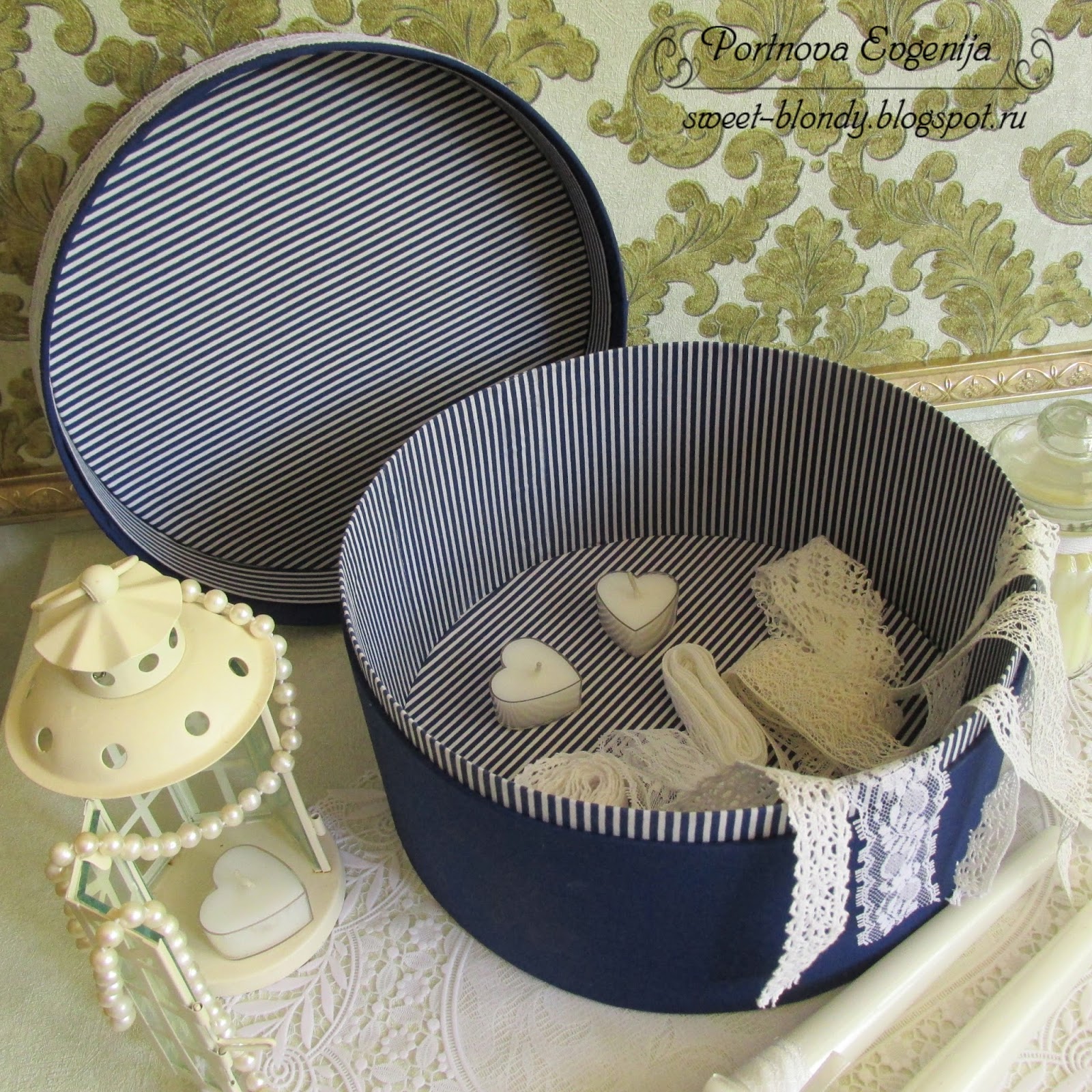 Мои маленькие радости: Круглая шкатулка с цветочным венком.