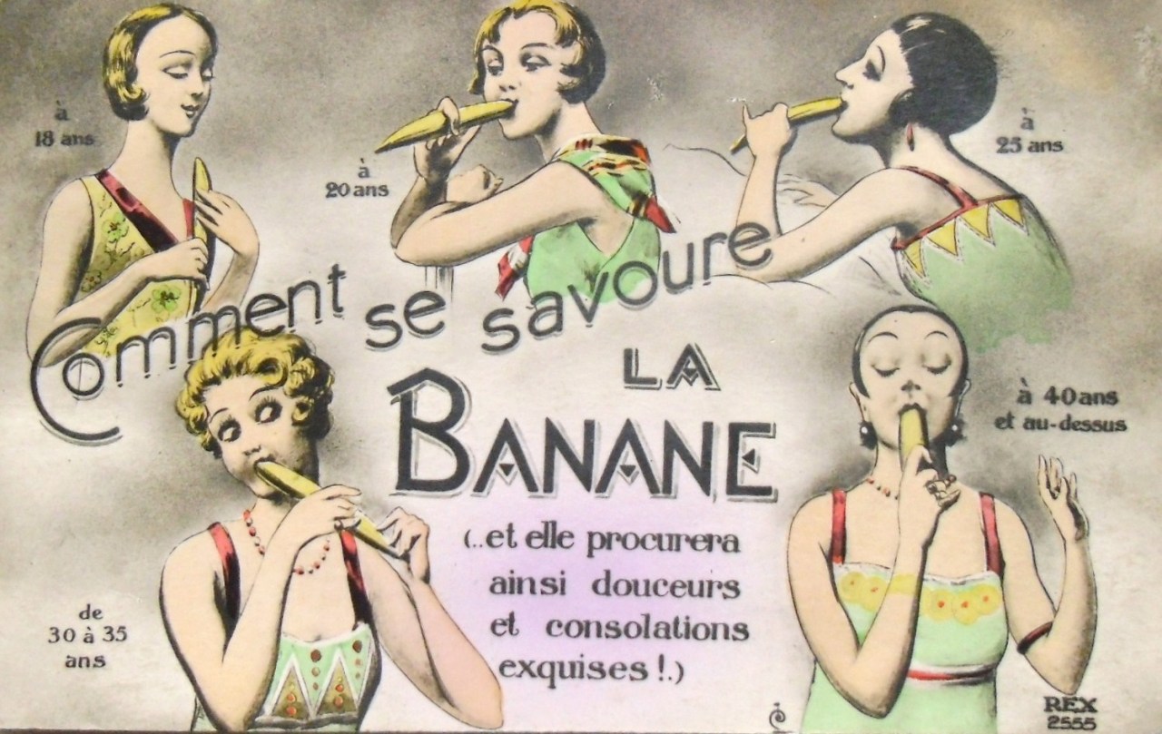 A Highly Suggestive French Postcard Entitled ‘How to Eat a Banana