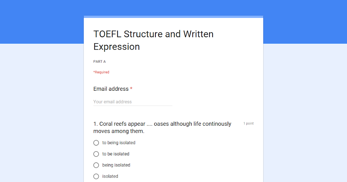 Contoh Soal TOEFL Structure and Written Expression dan