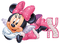 Alfabeto de Minnie Mouse con alitas X.