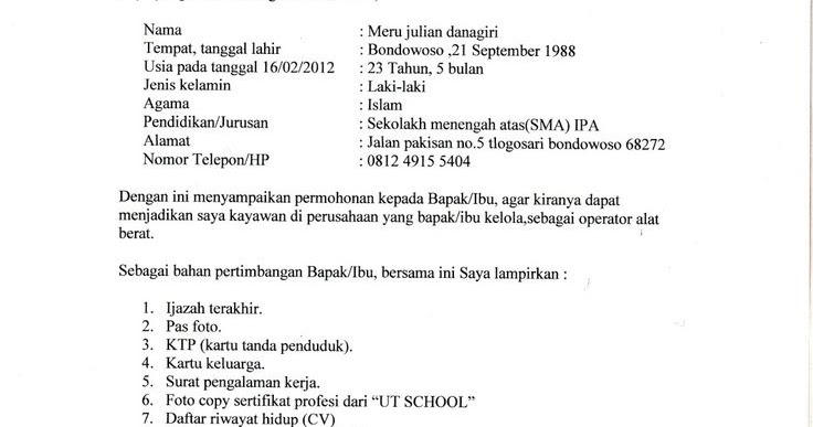 Contoh Surat Lamaran Dinas Pekerjaan Umum Contoh Surat