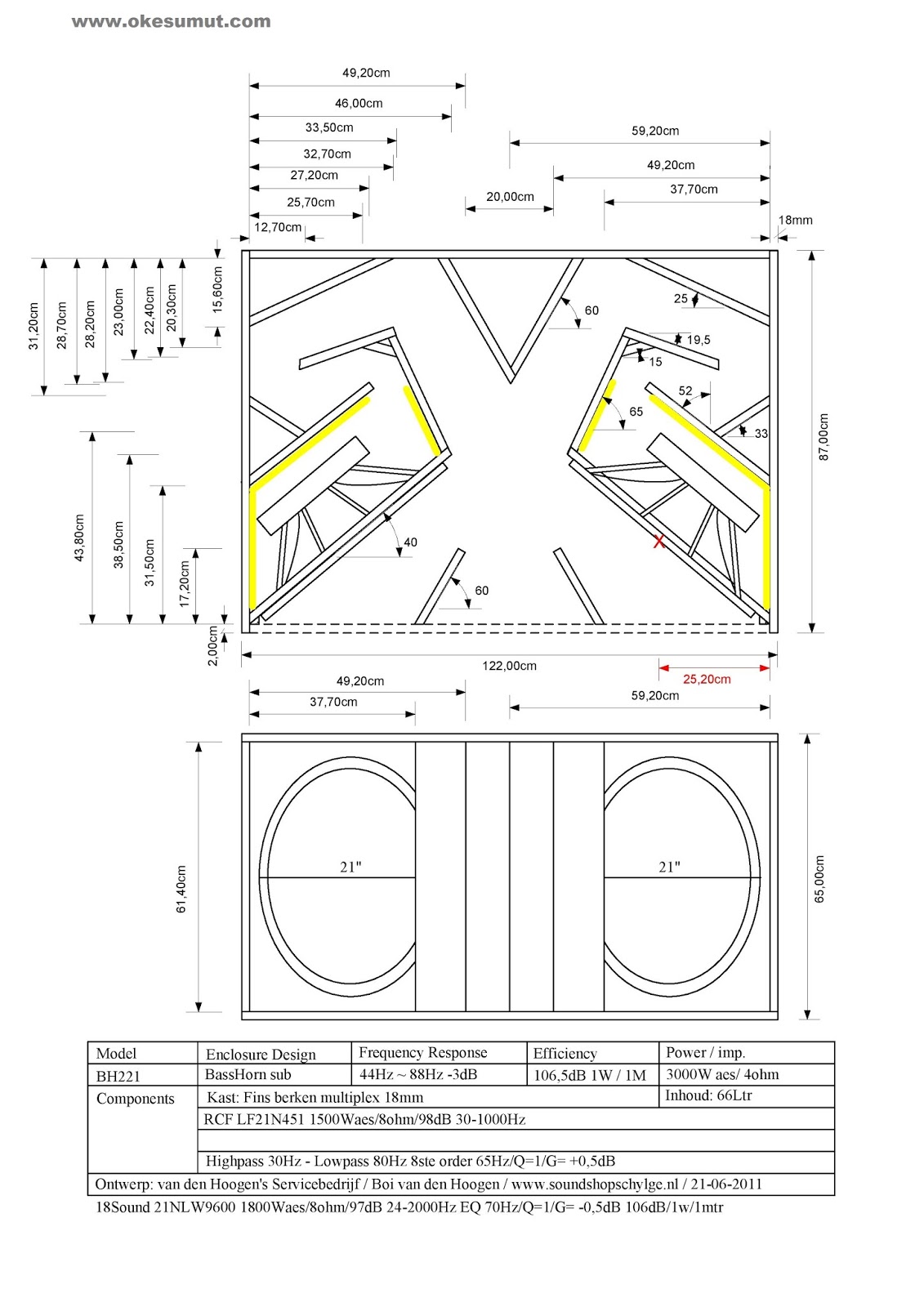 box speaker 21 inch double