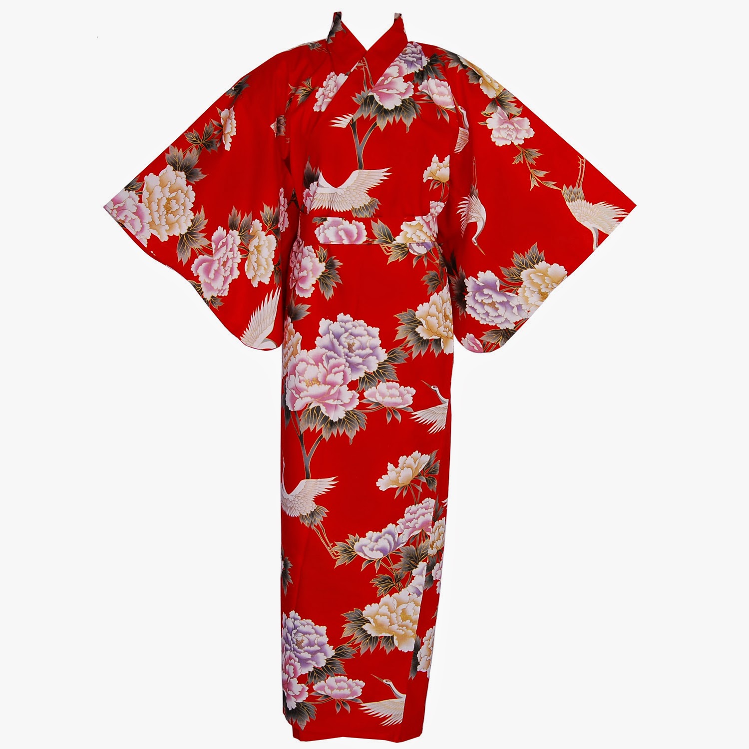 red crane kimono