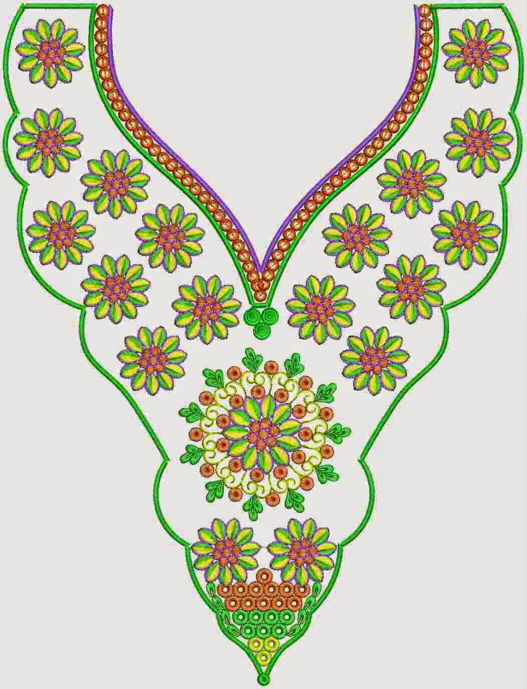 Embdesigntube: Religious Embellishment Neck Embroidery Designs