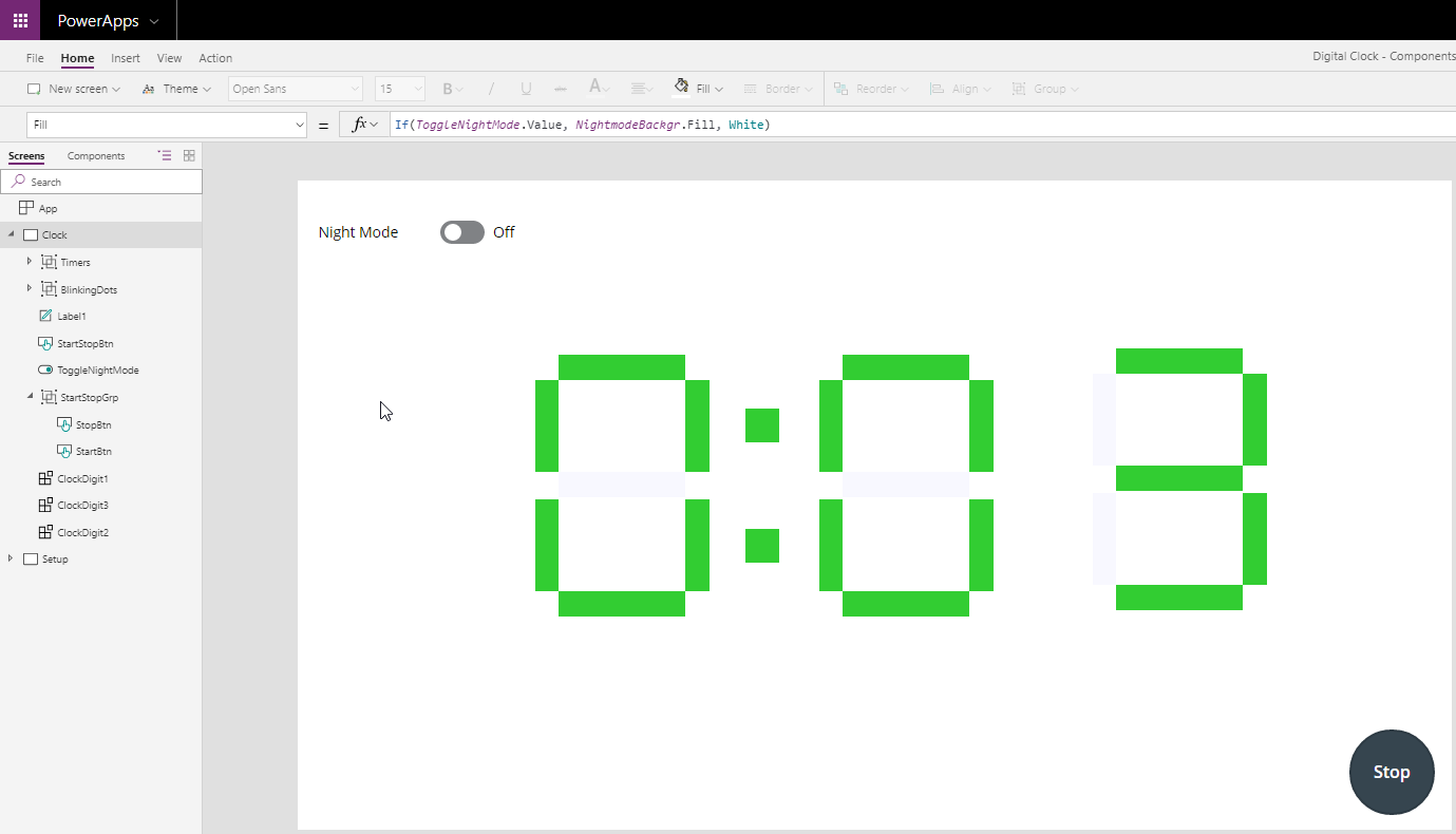 PowerApps Using Components to create a Digital Clock Part 2