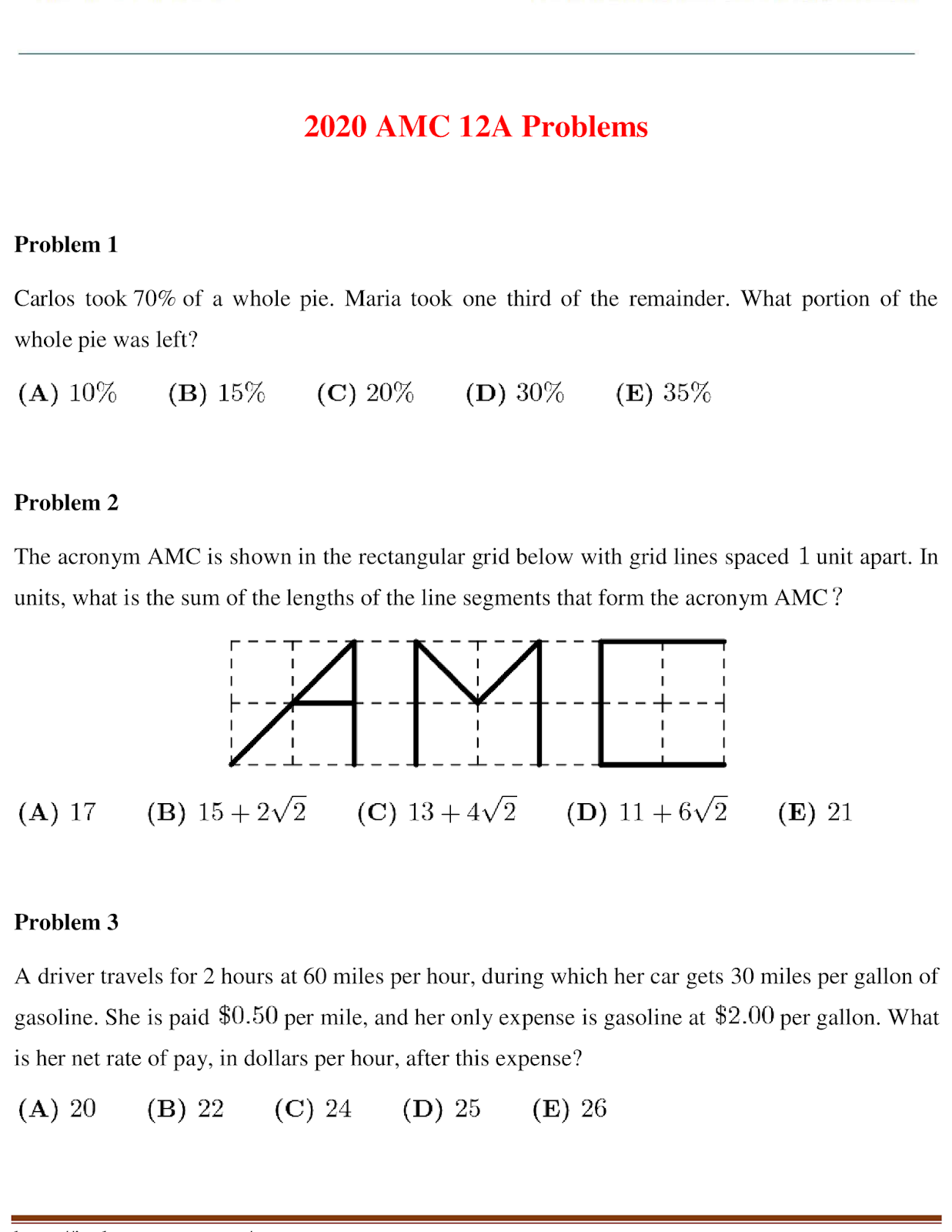 Thử sức với đề trắc nghiệm Toán 12 của Kì thi Toán học Hoa Kỳ (AMC) Toán Học Việt Nam