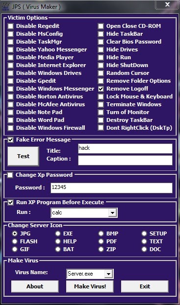 Vince Real's Site: Create your Own Personalized Virus with JPS Virus Maker