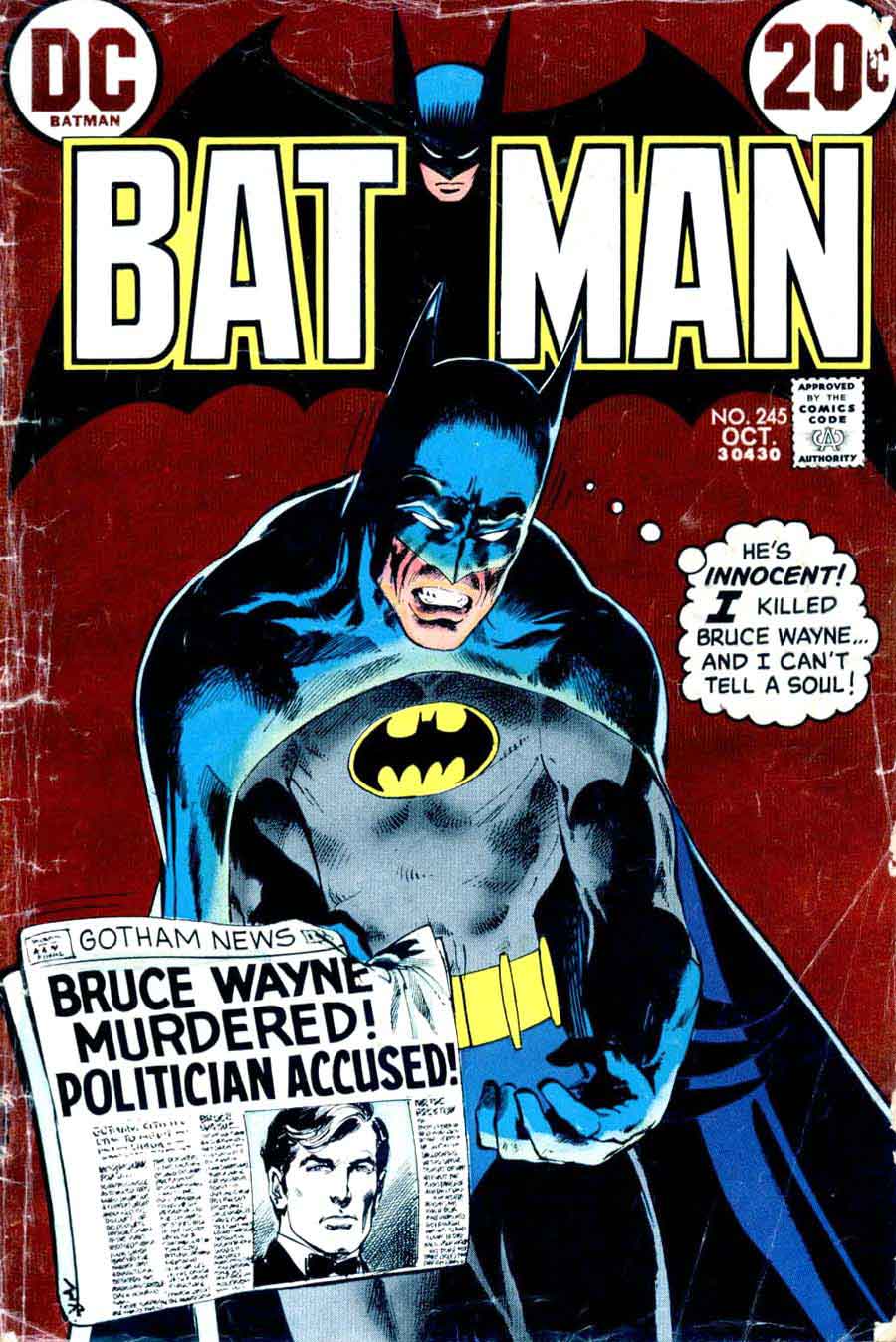 Batman #245 bronze age 1970s dc comic book cover art by Neal Adams