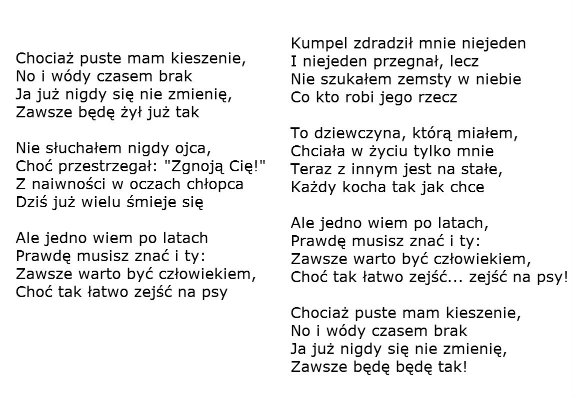 Polish Songs With Lyrics & Chords