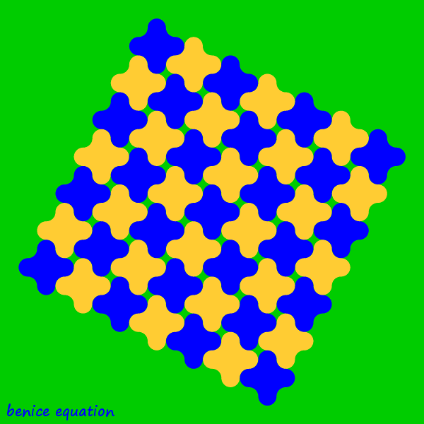 Fun math art (pictures) benice equation Tiling using Rounded Crosses