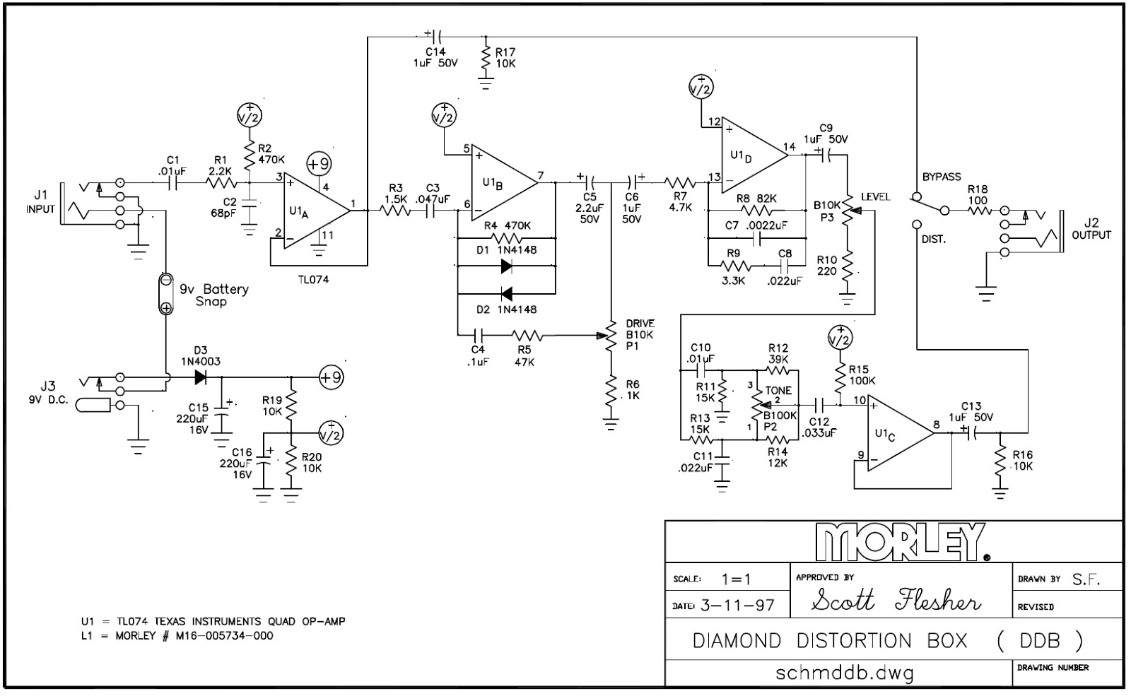 EFFEK GITAR MORLEY DIAMOND DISTORTION BOX