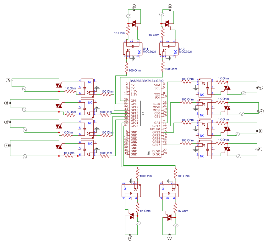 Electronic Projects Four way traffic light control using Raspberry Pi
