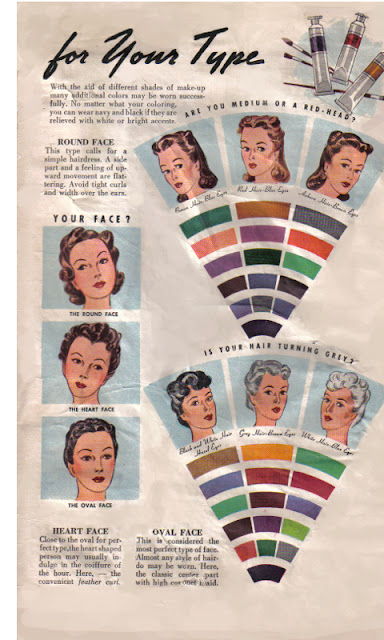1940s makeup colors and best hairstyles for your face shape via Va-Voom Vintage