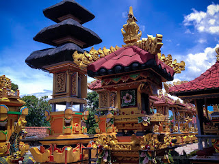 Holy Beautiful View Of Balinese Shrines In The Middle Of The Temple At Patemon Village, North Bali, Indonesia
