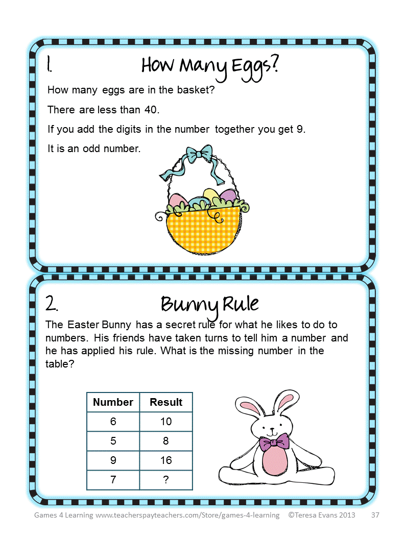 Fun Games 4 Learning: Easter Math Freebies Happy Easter!