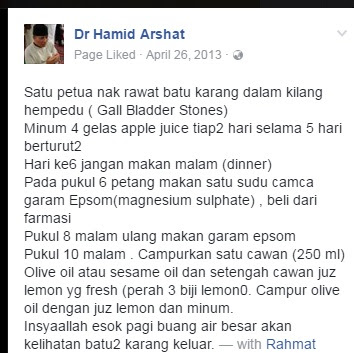 Buang Batu Karang Hempedu Mamalinablog