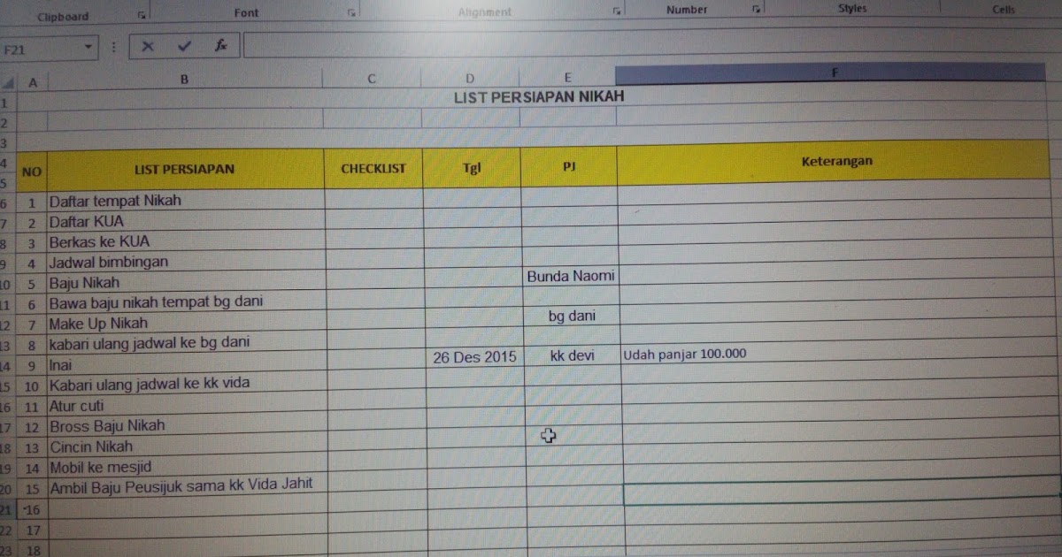 it's my life Check List Persiapan pernikahan