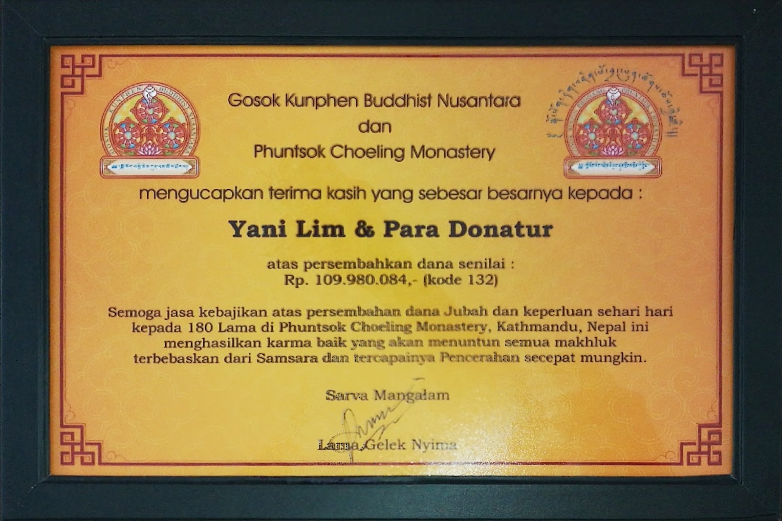 Gosok Kunphen Buddhist Nusantara Ucapan Terima Kasih