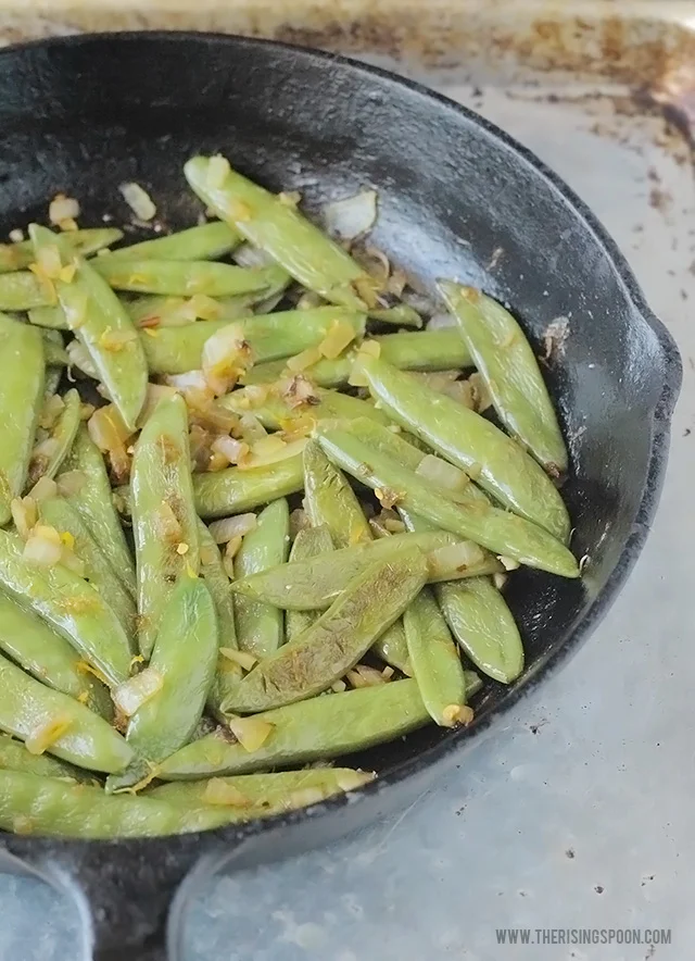 Sugar Snap Peas Recipe with Onion, Garlic & Orange Zest 