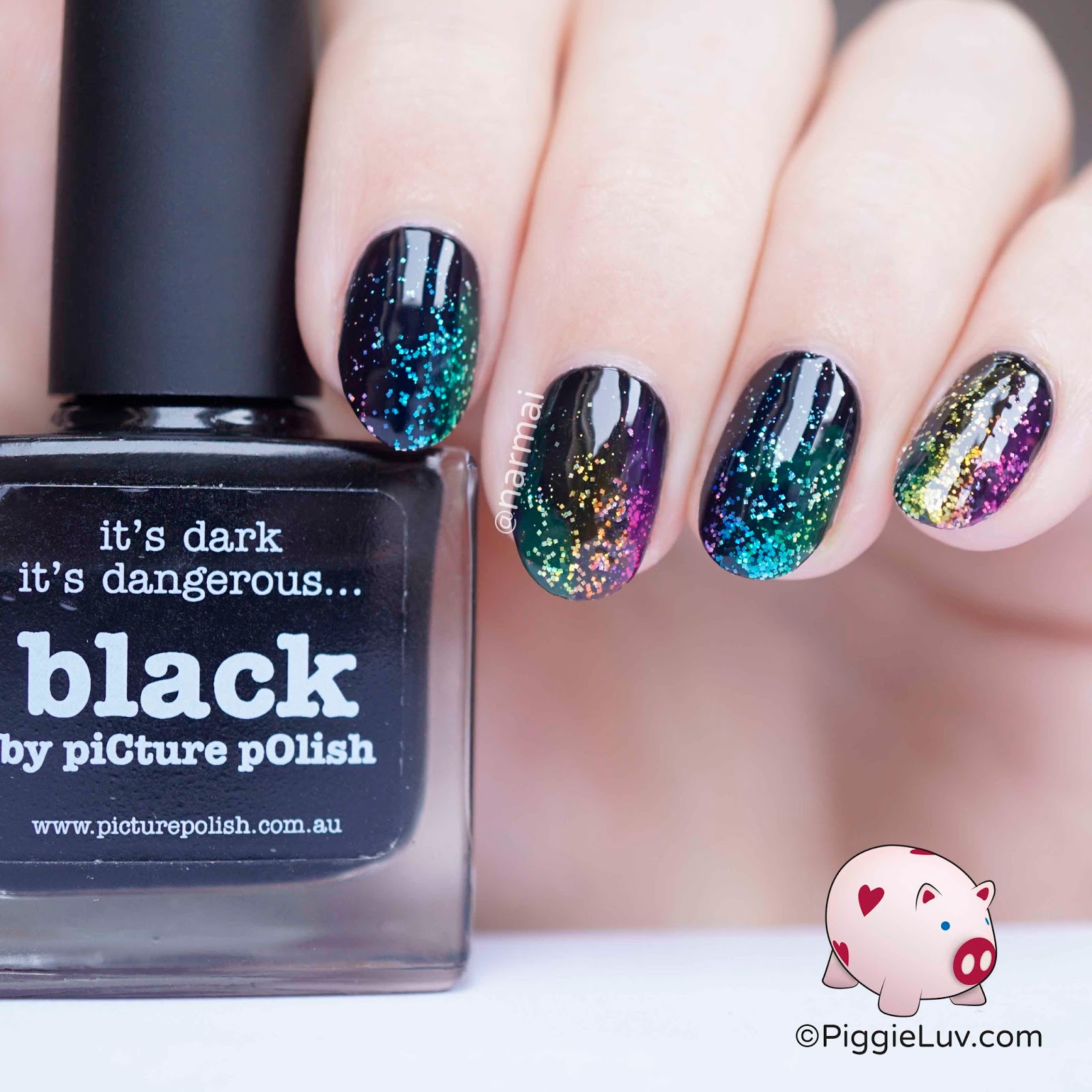 Black Paint Glitter with Rainbow Effect