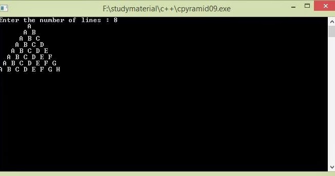 Pascal Triangle Using Alphabets - C Programs