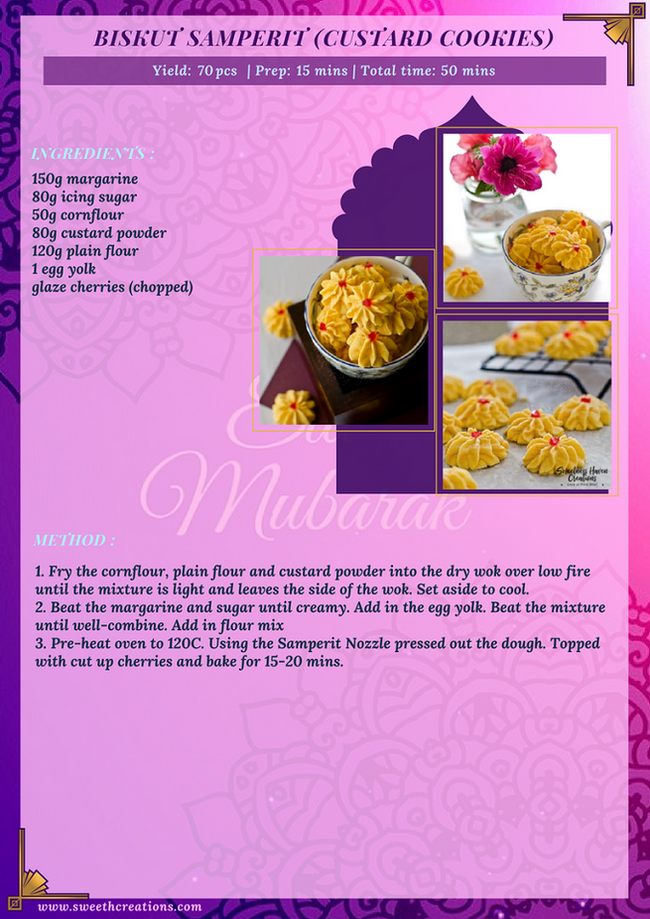 20 MUSTS BAKE NEW & CLASSIC RAYA COOKIE RECIPES BISKUT SAMPERIT (CUSTARD COOKIES) RECIPE