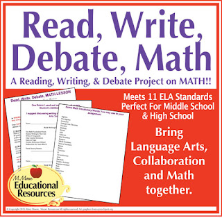 https://www.teacherspayteachers.com/Product/Math-Read-Write-Debate-Lesson-Editable-Middle-School-High-School-1966476