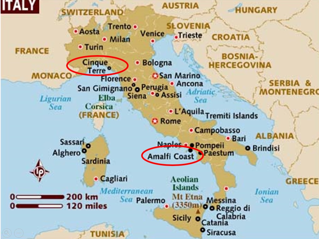 Map Of Italy Rome To Amalfi Coast - United States Map