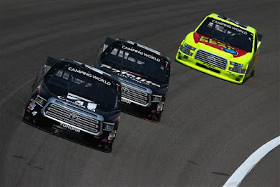 Kyle Busch, Noah Gragson and Matt Crafton during practice for  the NASCAR Camping World Truck Series 37 Kind Days 250 